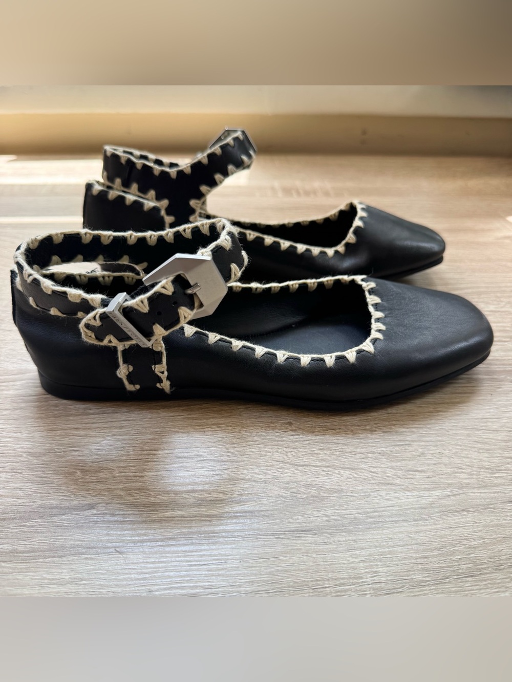 New Free People Crochet Mystic Mary Jane Flats Black 7.5 - Picture 5 of 13